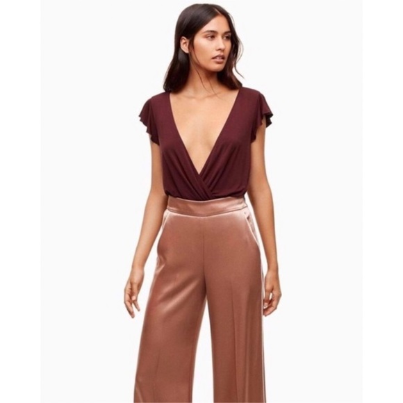 Aritzia Wilfred Nuage Bodysuit in Burgundy Cherry Cola Red Size Small - Picture 2 of 8